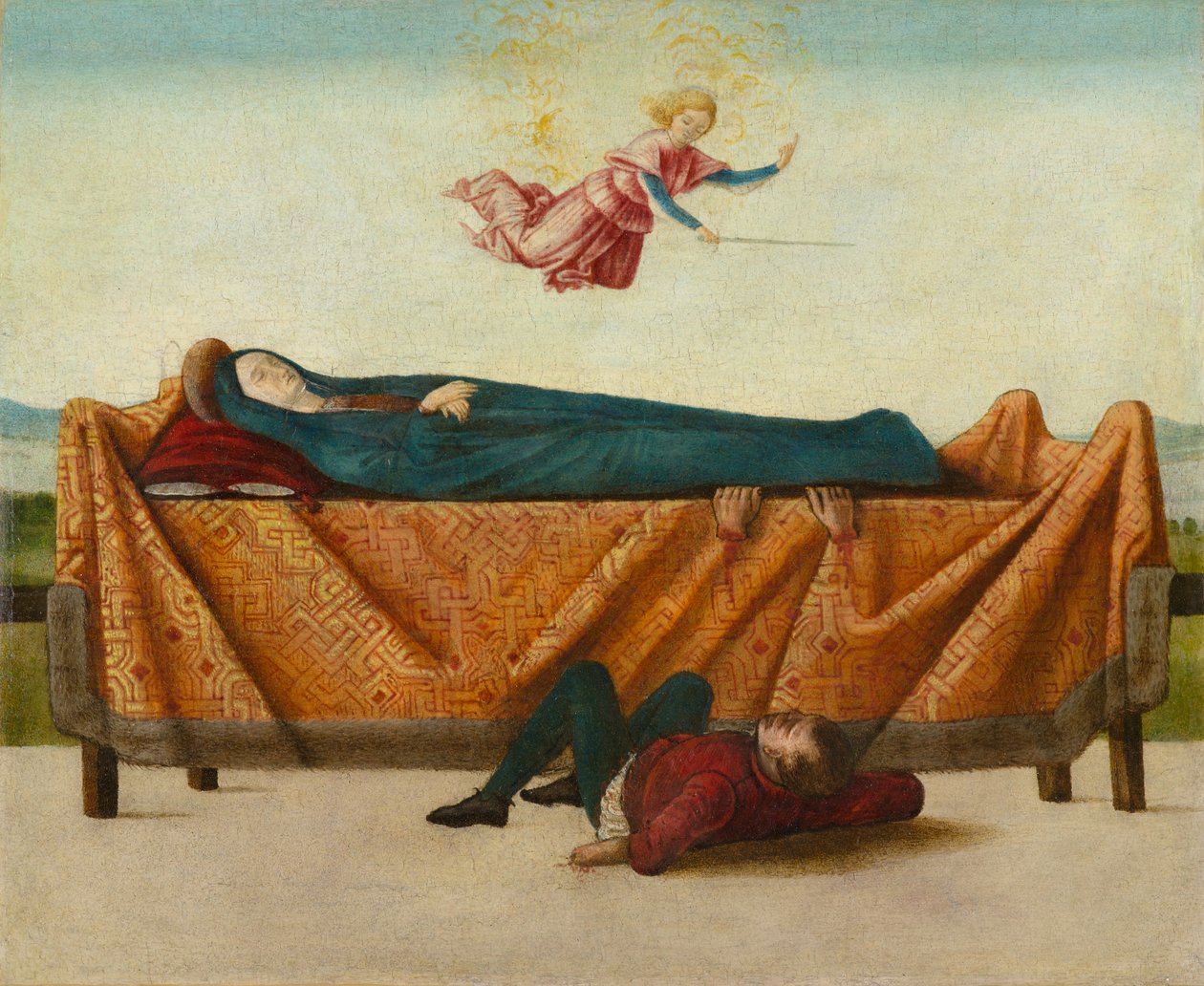 The Miracle of the Catafalque (panel B), cca 1500-1506 (tempera na panelu) od Lorenzo Costa