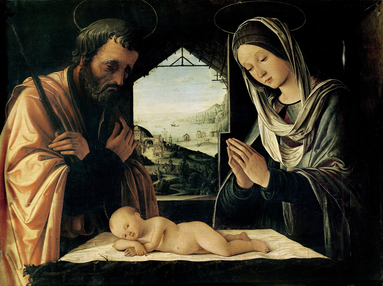 Narození Páně, kolem roku 1490 od Lorenzo Costa