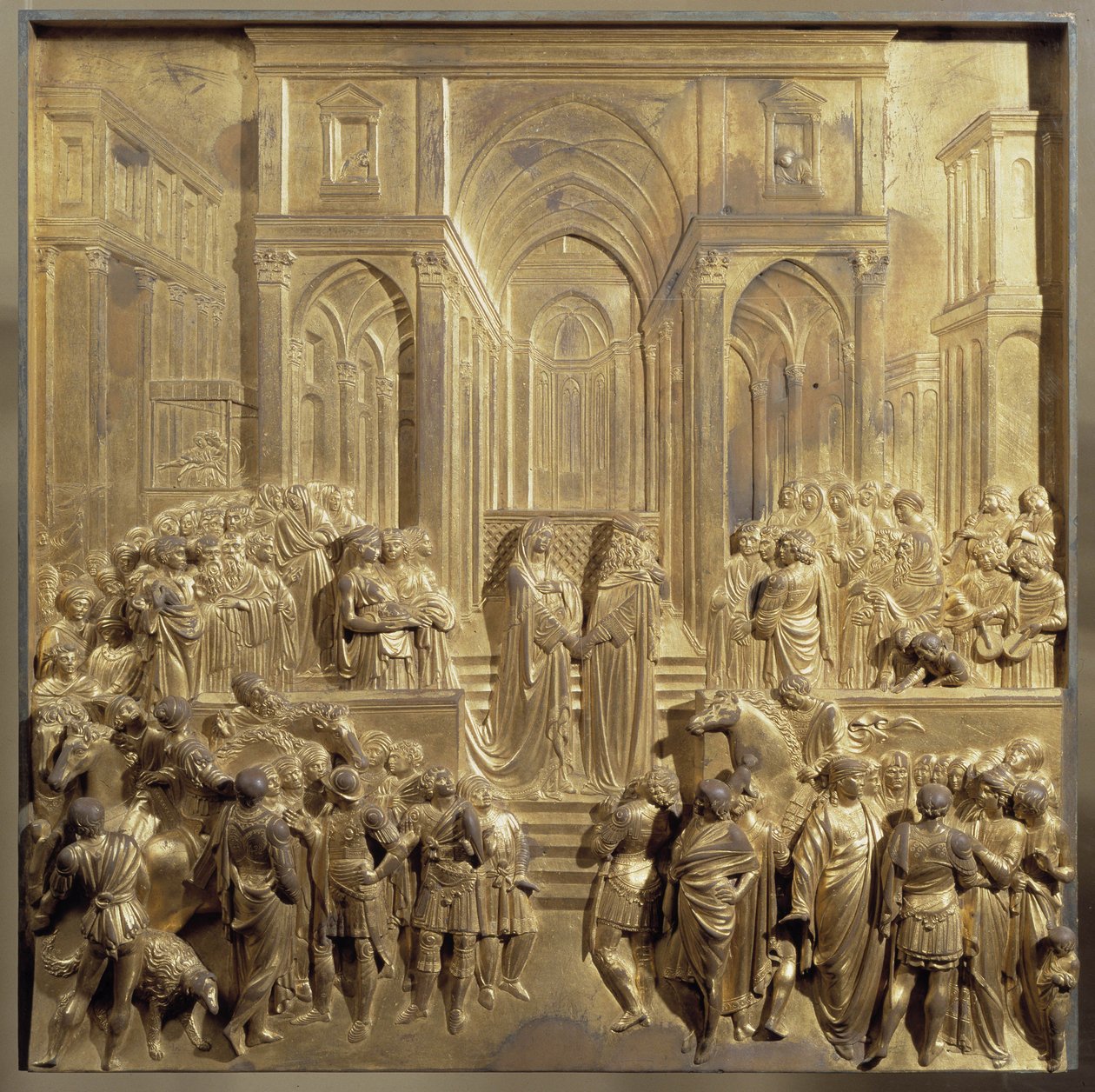 Setkání krále Šalamouna a královny ze Sáby. Původní znamení nebeské brány od Lorenzo Ghiberti