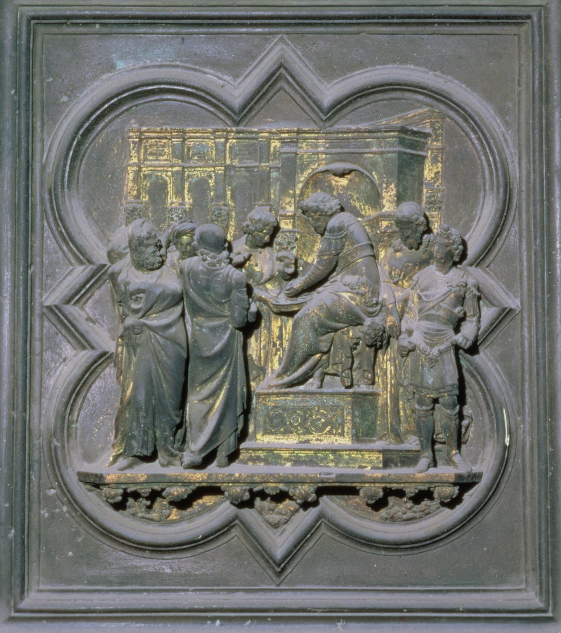Pilát Pontský myje si ruce před Kristem, šestnáctý panel Severních dveří baptisteria San Giovanni, 1403-24 (bronz) od Lorenzo Ghiberti