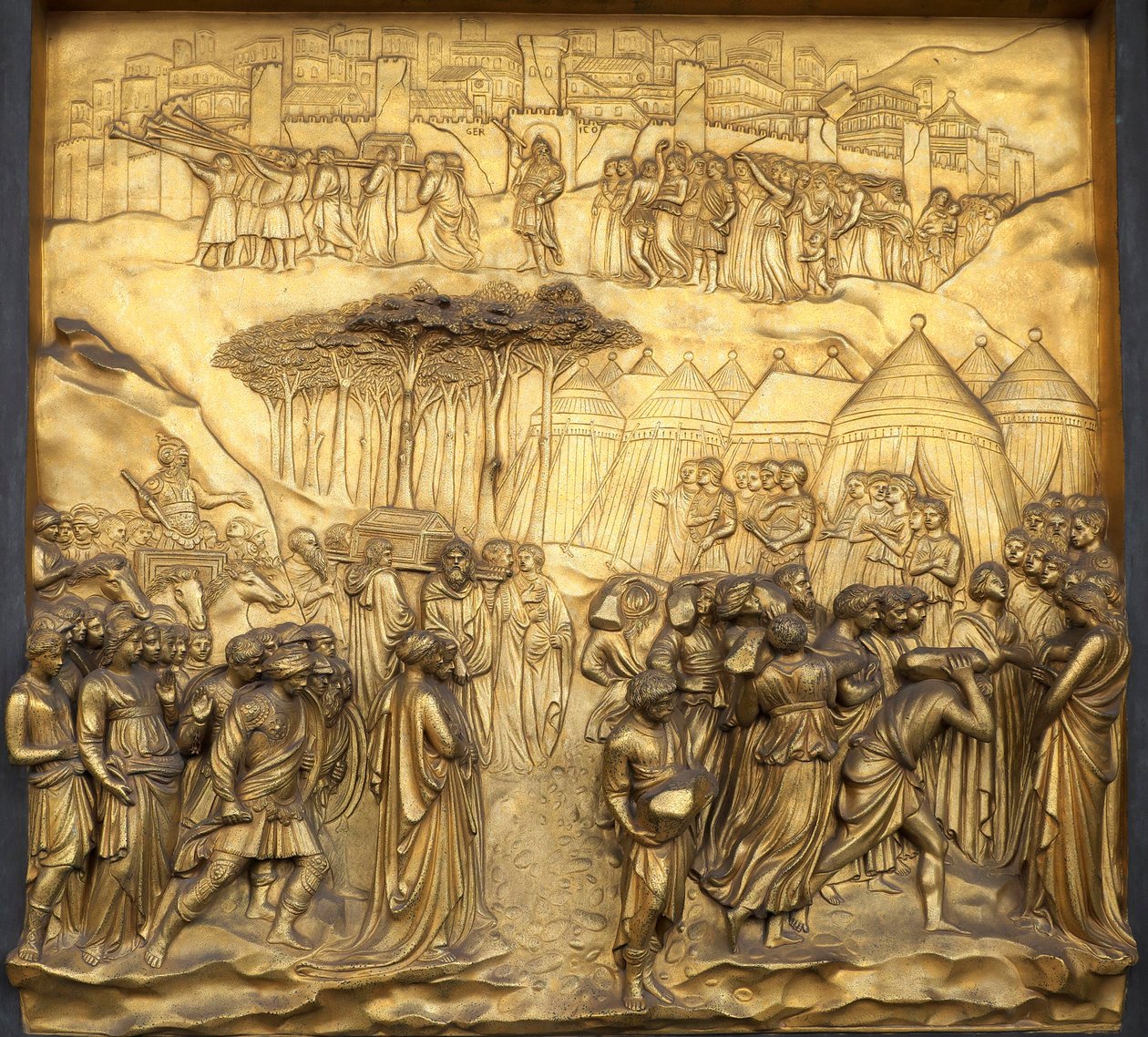 Reliéf Pád Jericha, Rajská brána baptisteria San Giovanni,..., 2015 (foto) od Lorenzo Ghiberti