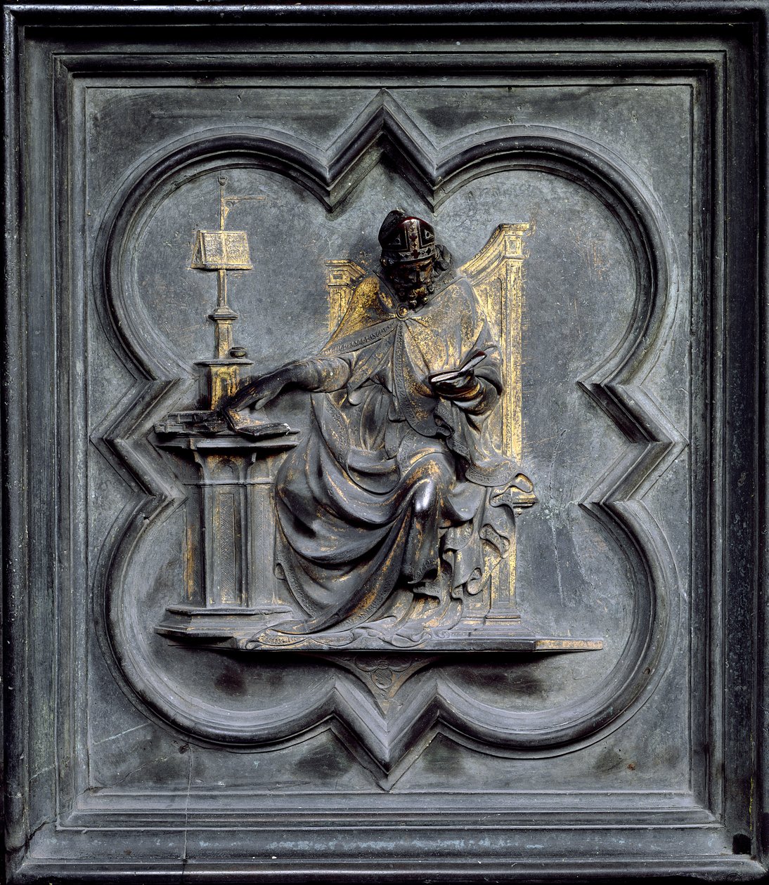 Svatý Ambrož, panel E od severních dveří baptisteria San Giovanni, 1403-24 (bronz) od Lorenzo Ghiberti