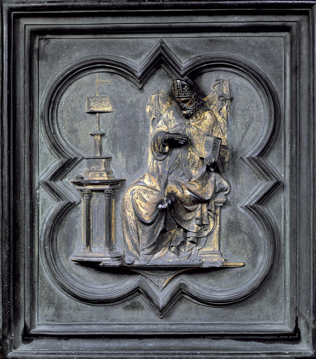 Svatý Augustin, panel H severních dveří baptisteria San Giovanni, 1403-24 (bronz) od Lorenzo Ghiberti