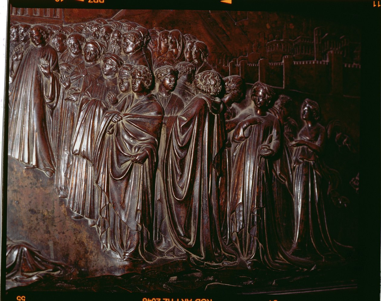 Svatyně svatého Zenobia, detail davu, 1432-5 bronzový detail 97641 od Lorenzo Ghiberti