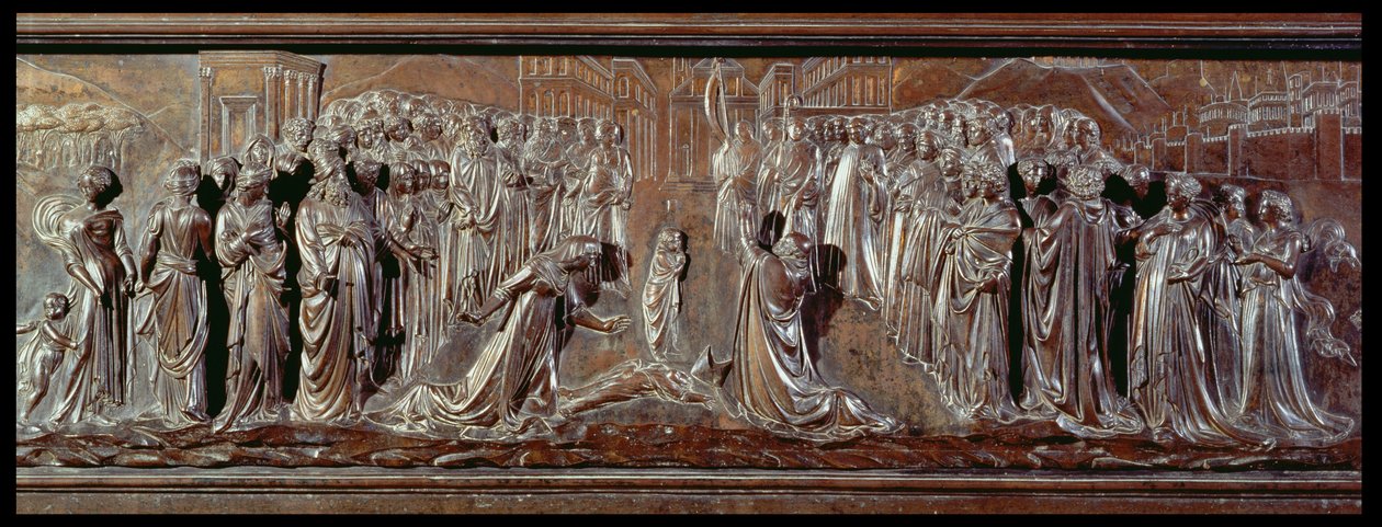 Svatyně sv. Zenobia, detail reliéfu, cca 1432-42 bronzový detail 97641 od Lorenzo Ghiberti