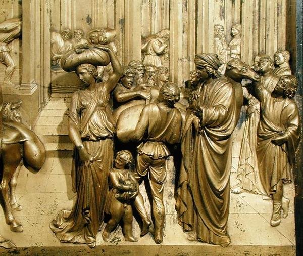The Story of Joseph, detail z původního panelu z East Doors of the Baptistery od Lorenzo Ghiberti