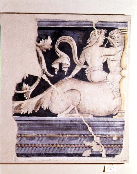 Fragment fresky zobrazující kentaura a ženskou postavu od Lorenzo Leonbruno
