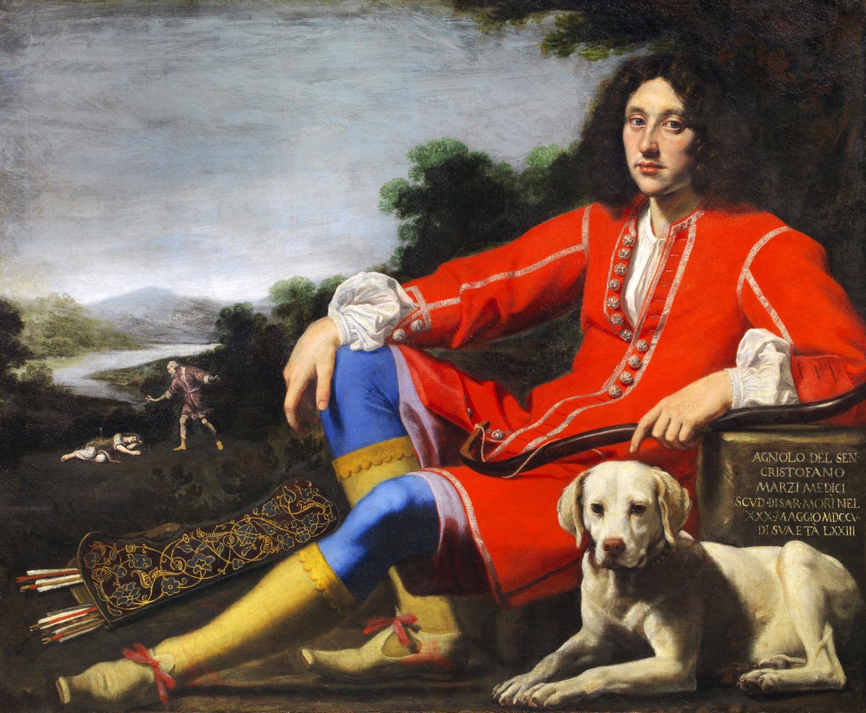 Portrét gentlemana s labradorem, první polovina 17. od Lorenzo Lippi