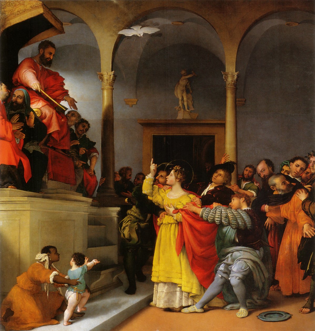 Oltář svaté Lucie. Svatá Lucie před soudcem od Lorenzo Lotto