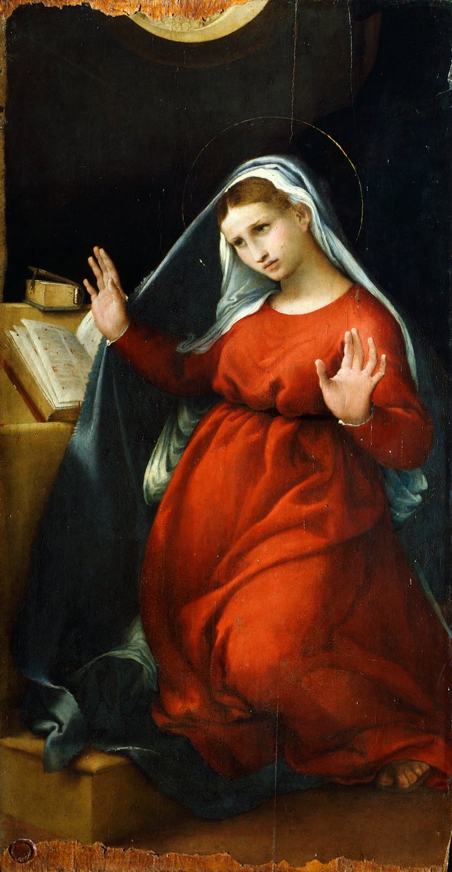 Zvěstování Panně Marii, cca 1525, Lorenzo Lotto (1480 cca 1556), olej na desce, 82,5x42 cm od Lorenzo Lotto