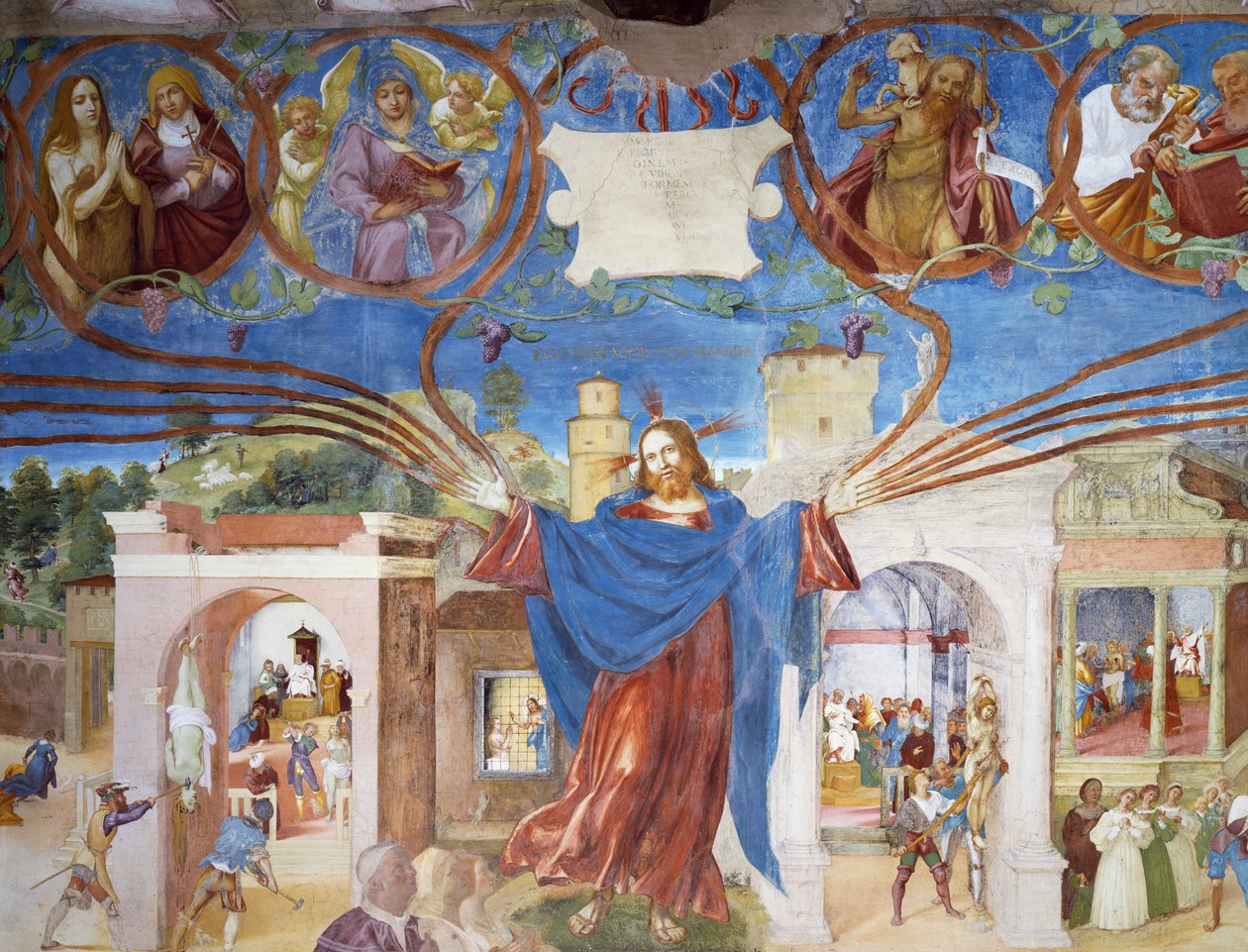 Ježíš Kristus, detail Umučení svaté Barbory, z Příběhů svaté Barbory od Lorenzo Lotto