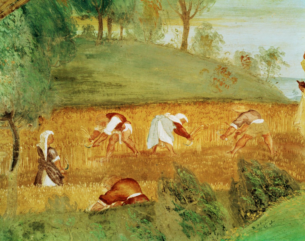 Levá strana Capella Suardi, kostel Santa Barbara v Bergamu ... (nástěnná malba) od Lorenzo Lotto