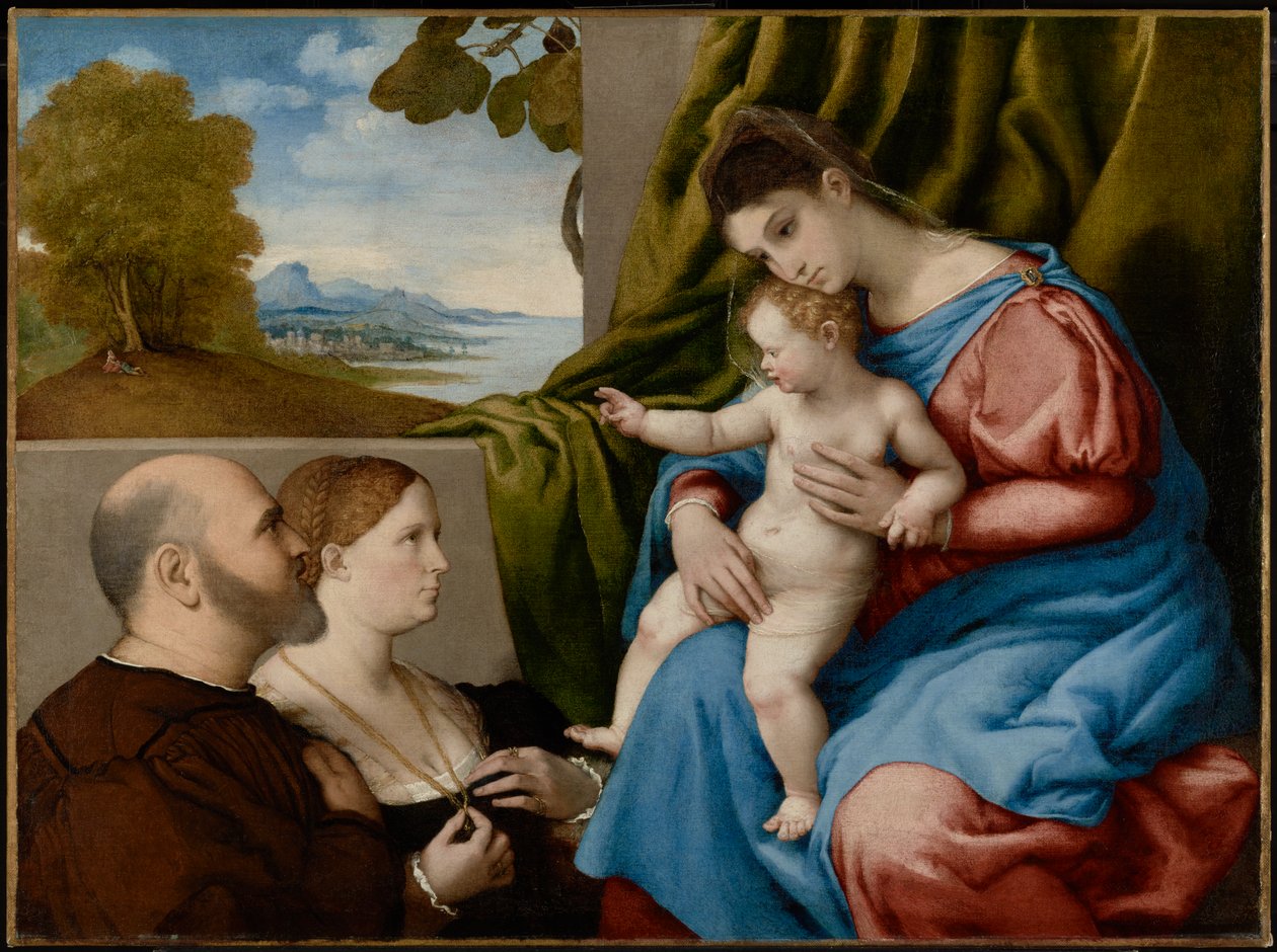 Madona s dítětem a dvěma dárci od Lorenzo Lotto