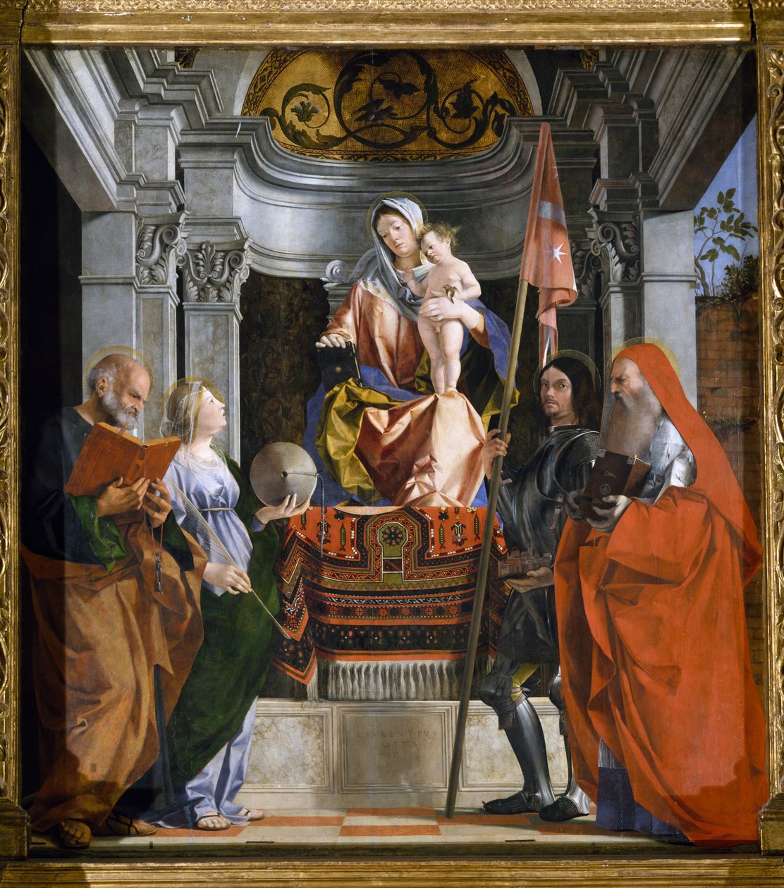 Madonna s dítětem a svatými, detail z oltáře Santa Cristina al Tiverone od Lorenzo Lotto