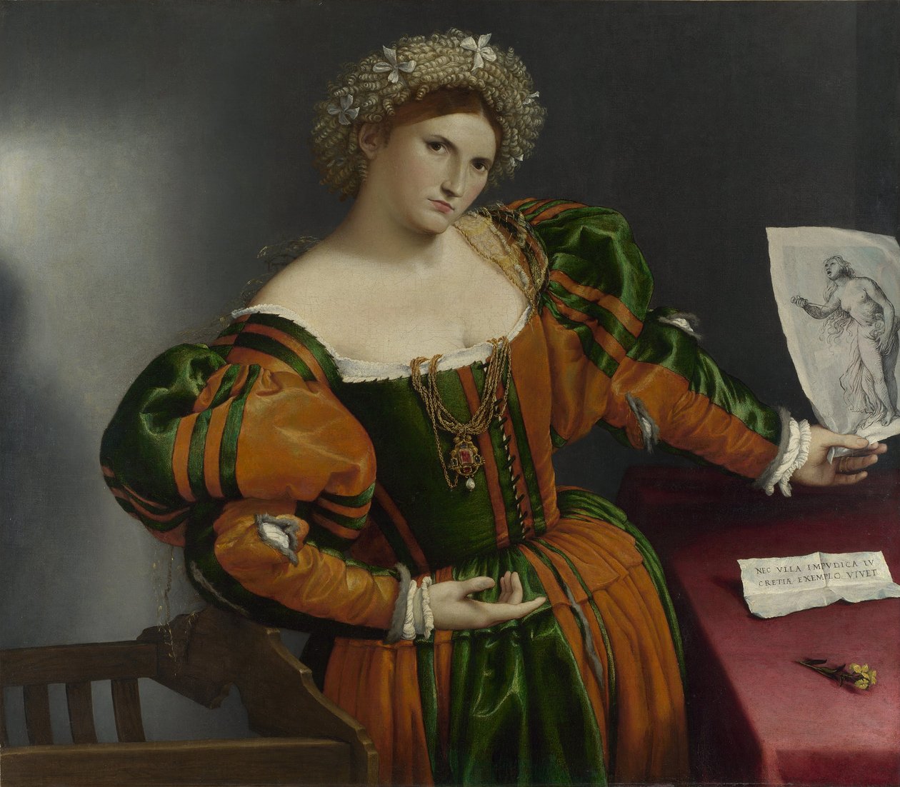 Portrét ženy inspirovaný Lucretií od Lorenzo Lotto