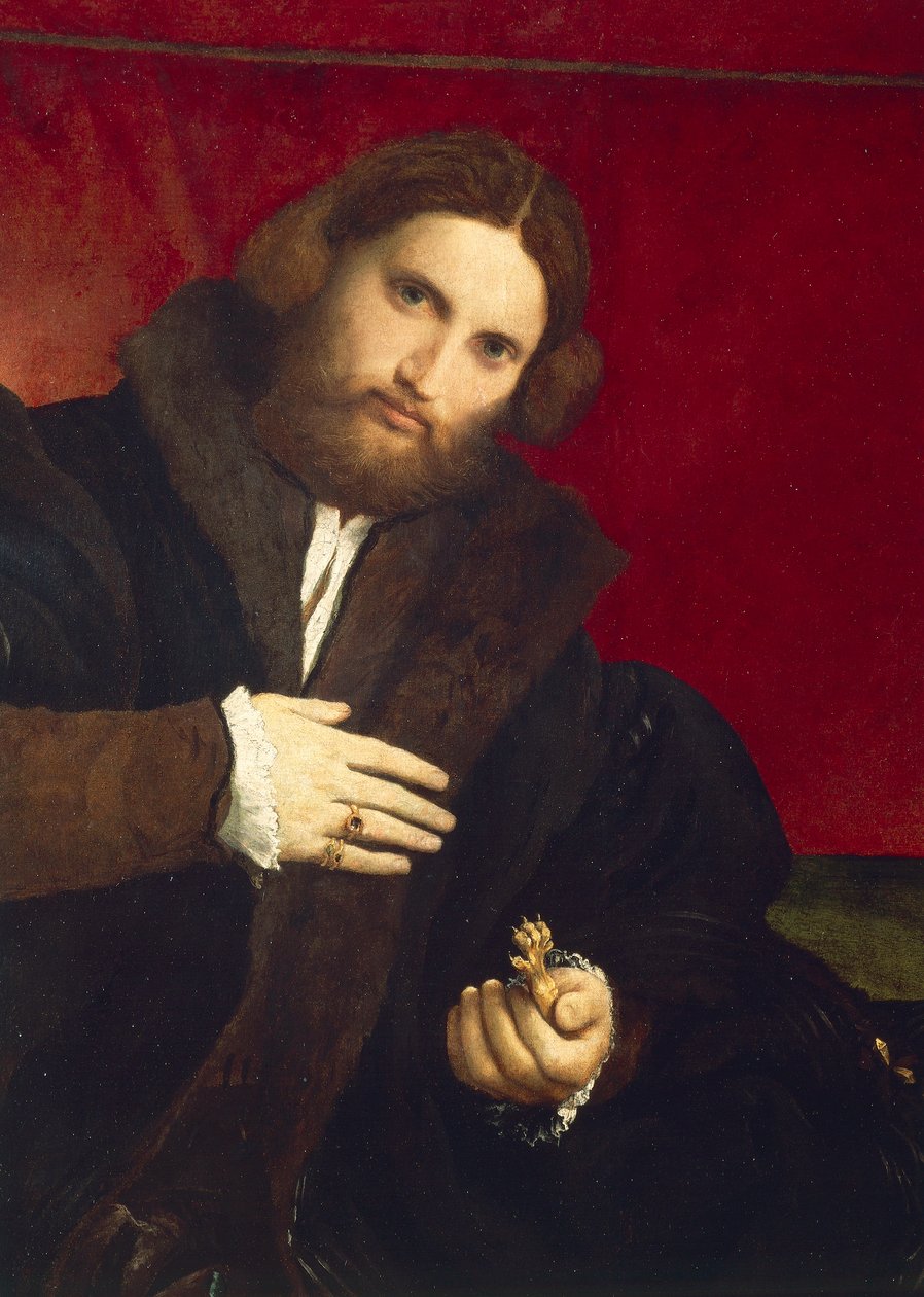 Portrét gentlemana se lví tlapou, Lorenzo Lotto (1480 cca 1556), olej na plátně, 95,5 x 69,5 cm od Lorenzo Lotto