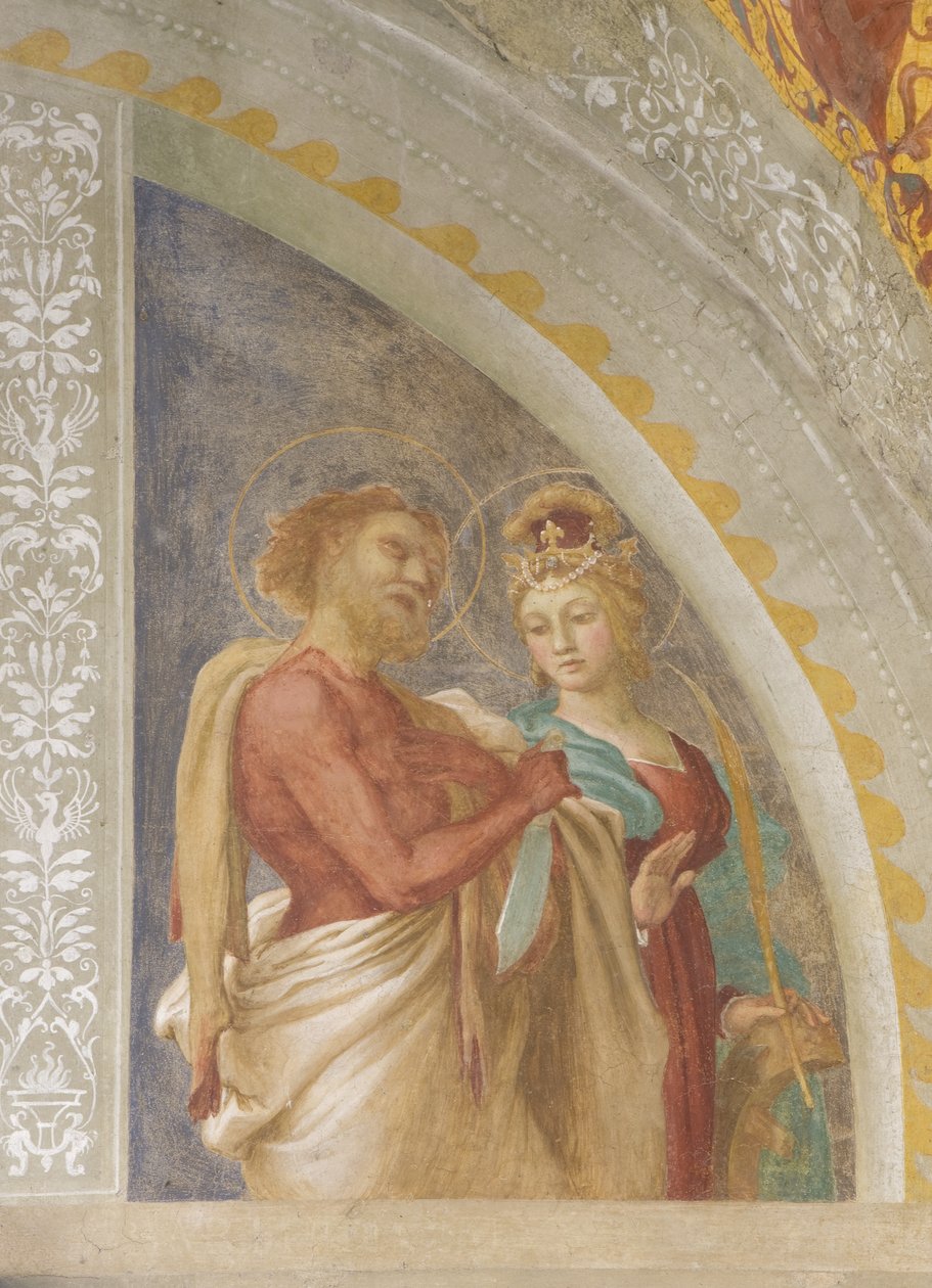 Svatá Kateřina Alexandrijská a svatý Bartoloměj, kolem roku 1525 od Lorenzo Lotto