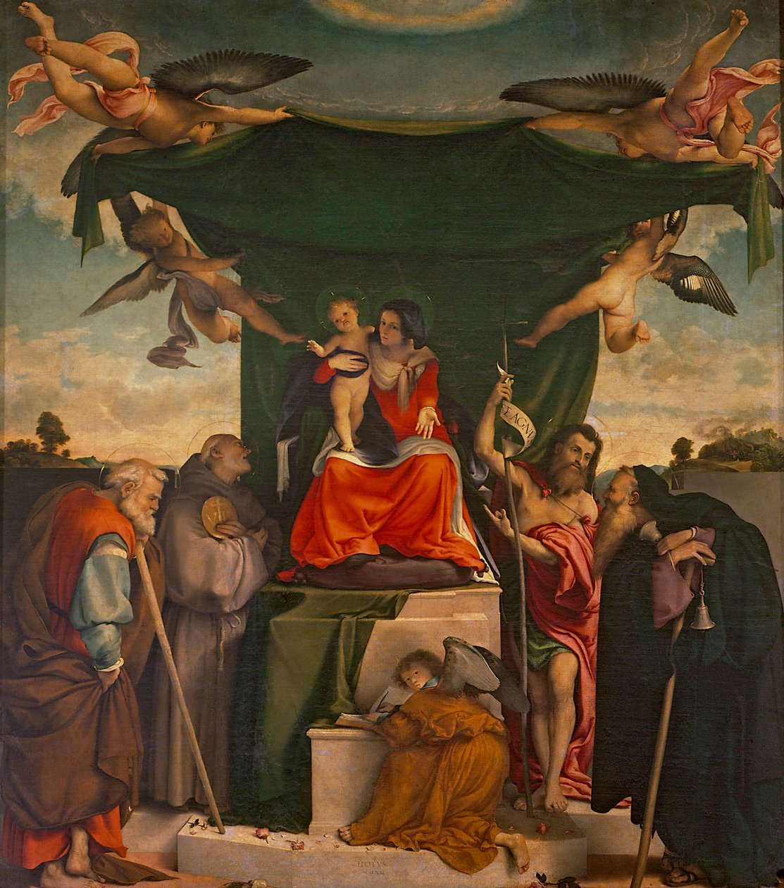 Oltář San Bernardino od Lorenza Lotta (cca 1480-1556), olej na plátně, 300x275 cm Kostel San Bernardino Pignolo, Bergamo od Lorenzo Lotto