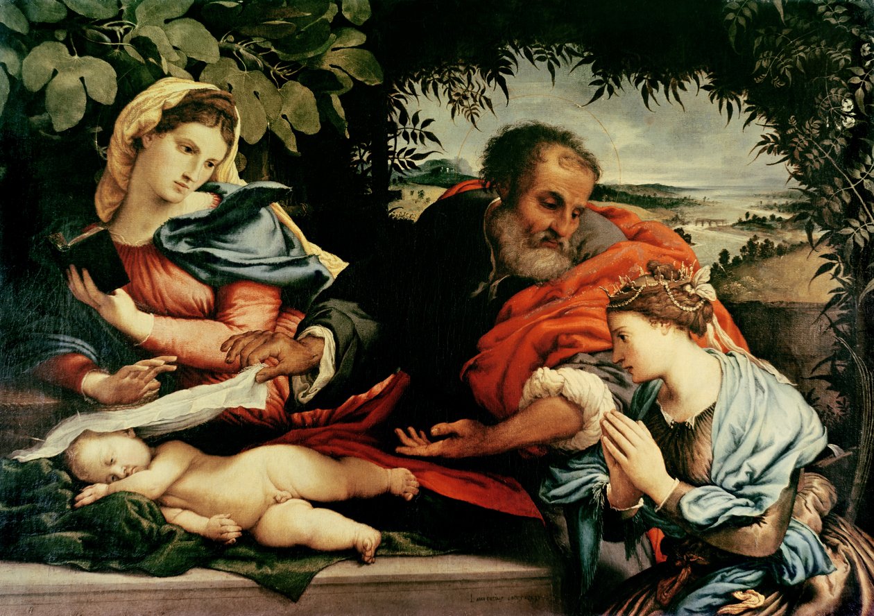 Svatá rodina se svatou Kateřinou Alexandrijskou, 1533 od Lorenzo Lotto