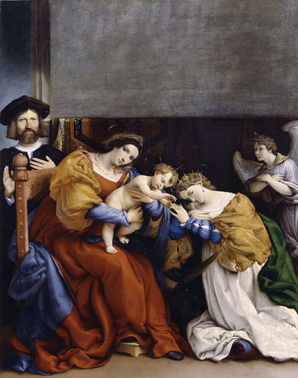 Mystická svatba svaté Kateřiny s donátorem Niccolò Bonghim, 1523. od Lorenzo Lotto