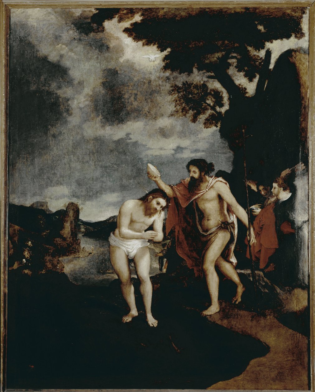 Křest Kristův (1551-1555, olej na plátně) od Lorenzo Lotto