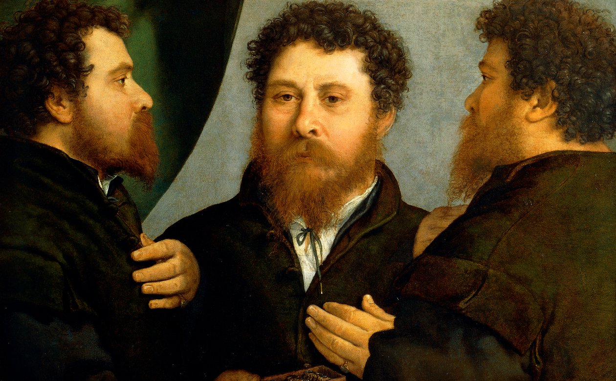 Trojitý portrét zlatníka od Lorenza Lotta (1480 cca 1556), olej na plátně, 521x791 cm od Lorenzo Lotto