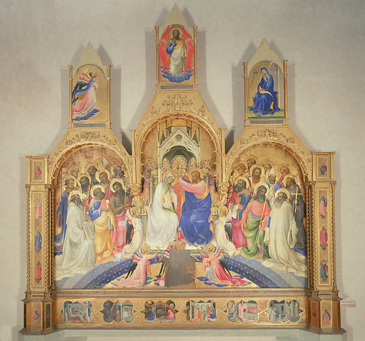 Korunovace Panny Marie, 1414 (tempera na dřevě, zlaté pozadí) od Lorenzo Monaco