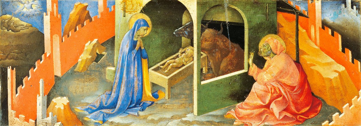 Narození Ježíše, část predely, od Lorenza Monaca (1370-cca 1425), olej na panelu od Lorenzo Monaco