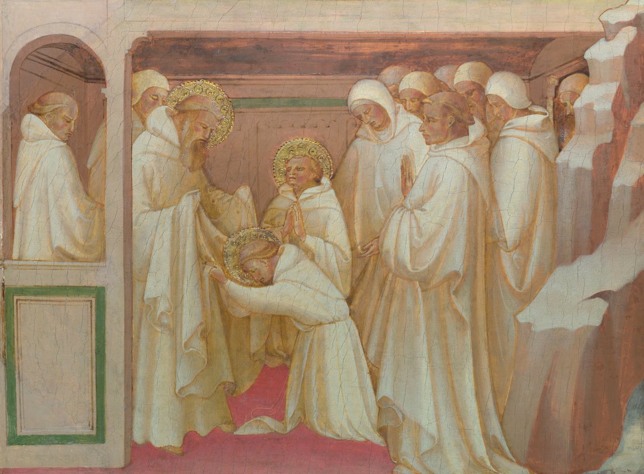 Svatý Benedikt připouští Svaté do Řádu od Lorenzo Monaco