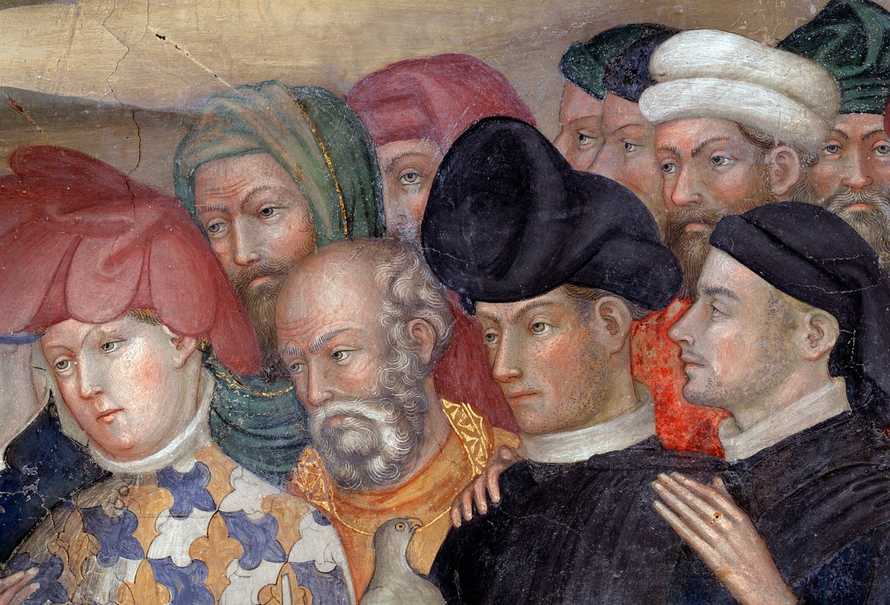Svatý Jan Křtitel křtící Ježíše, detail (Freska od Lorenzo Salimbeni