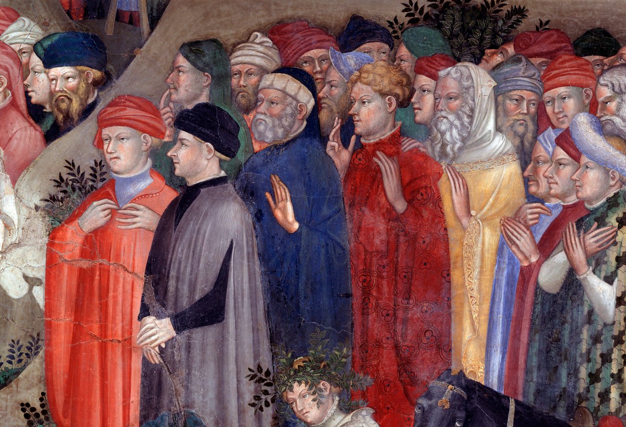 Svatý Jan Křtitel křtící davy v Jordánu, detail (Freska od Lorenzo Salimbeni