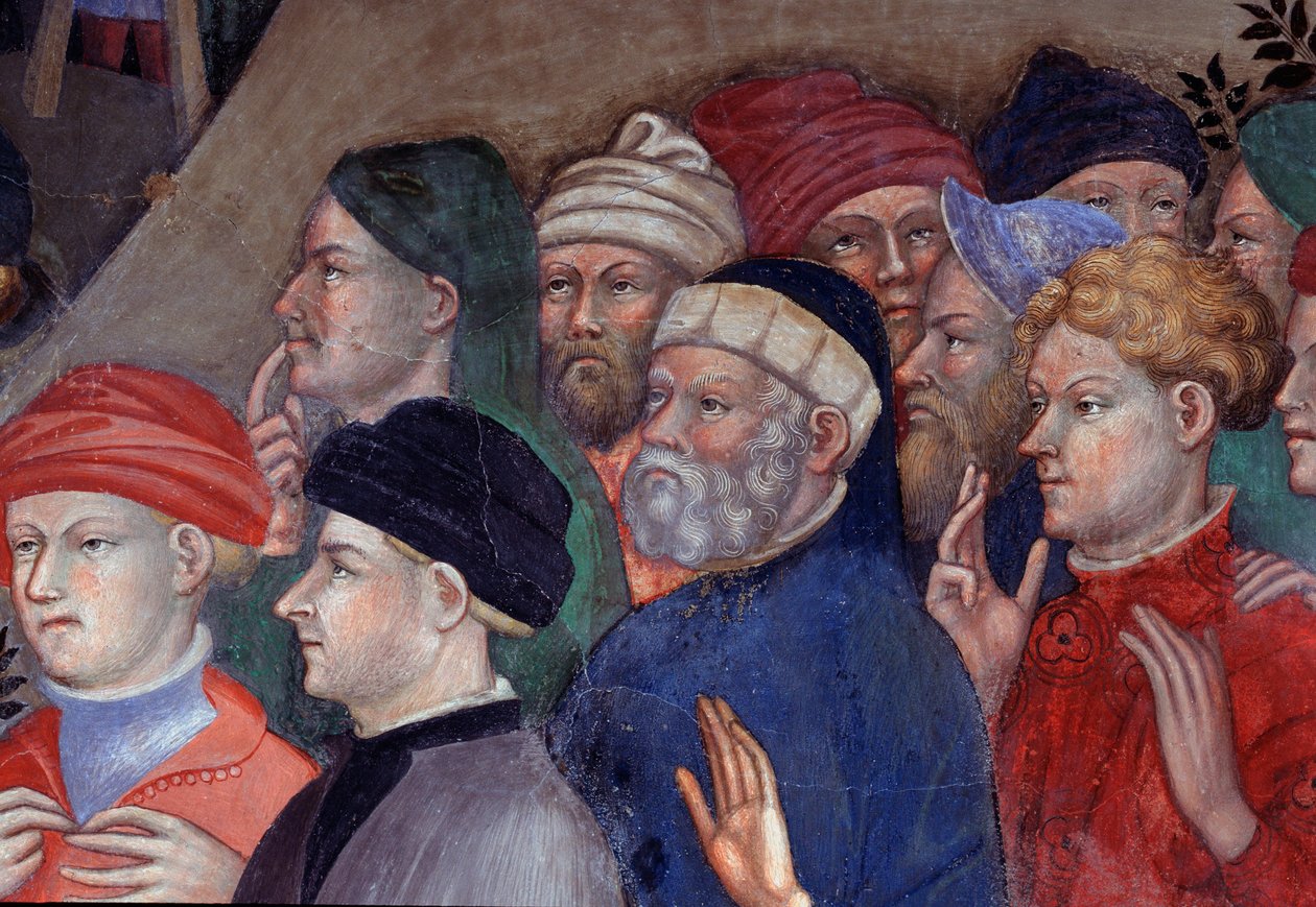 Svatý Jan Křtitel křtící davy v Jordánu, detail (Freska od Lorenzo Salimbeni