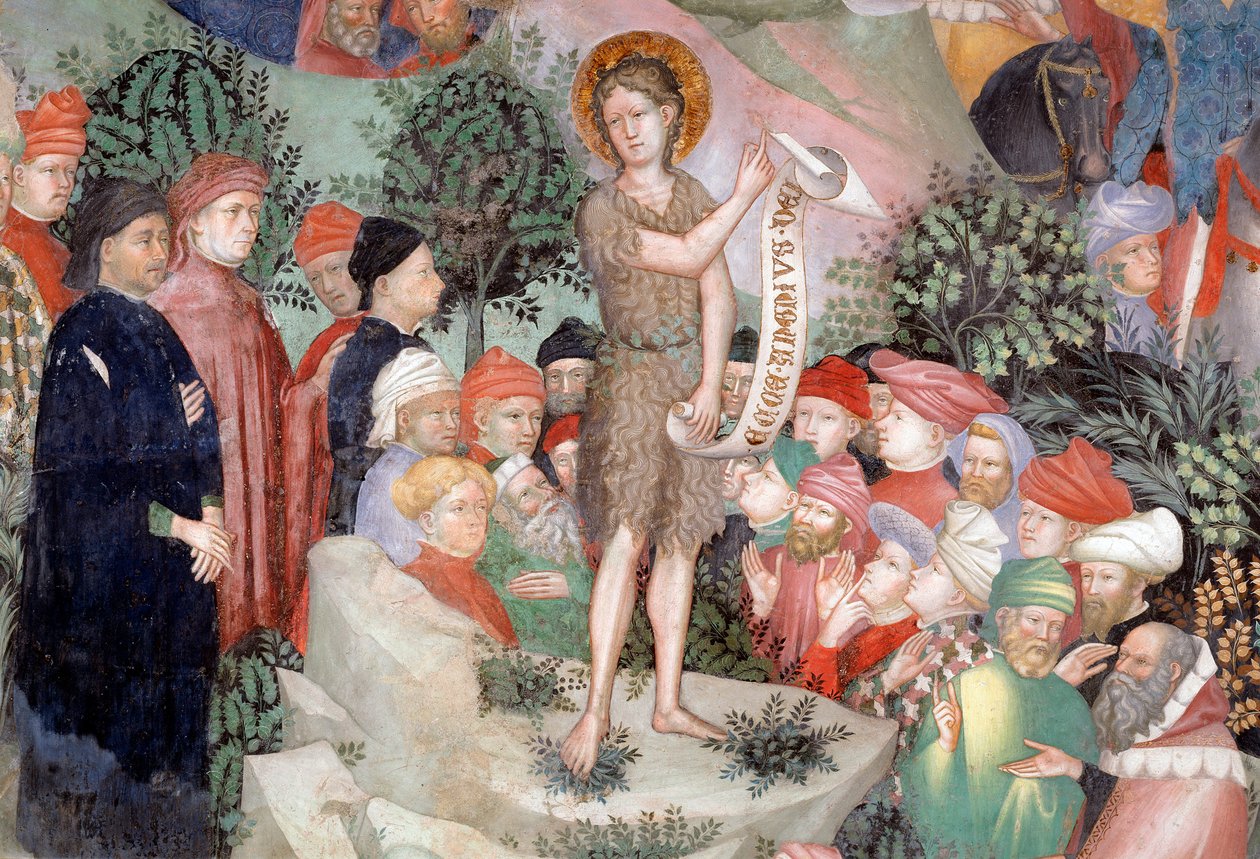 Kázání svatého Jana Křtitele, detail (Fresco od Lorenzo Salimbeni