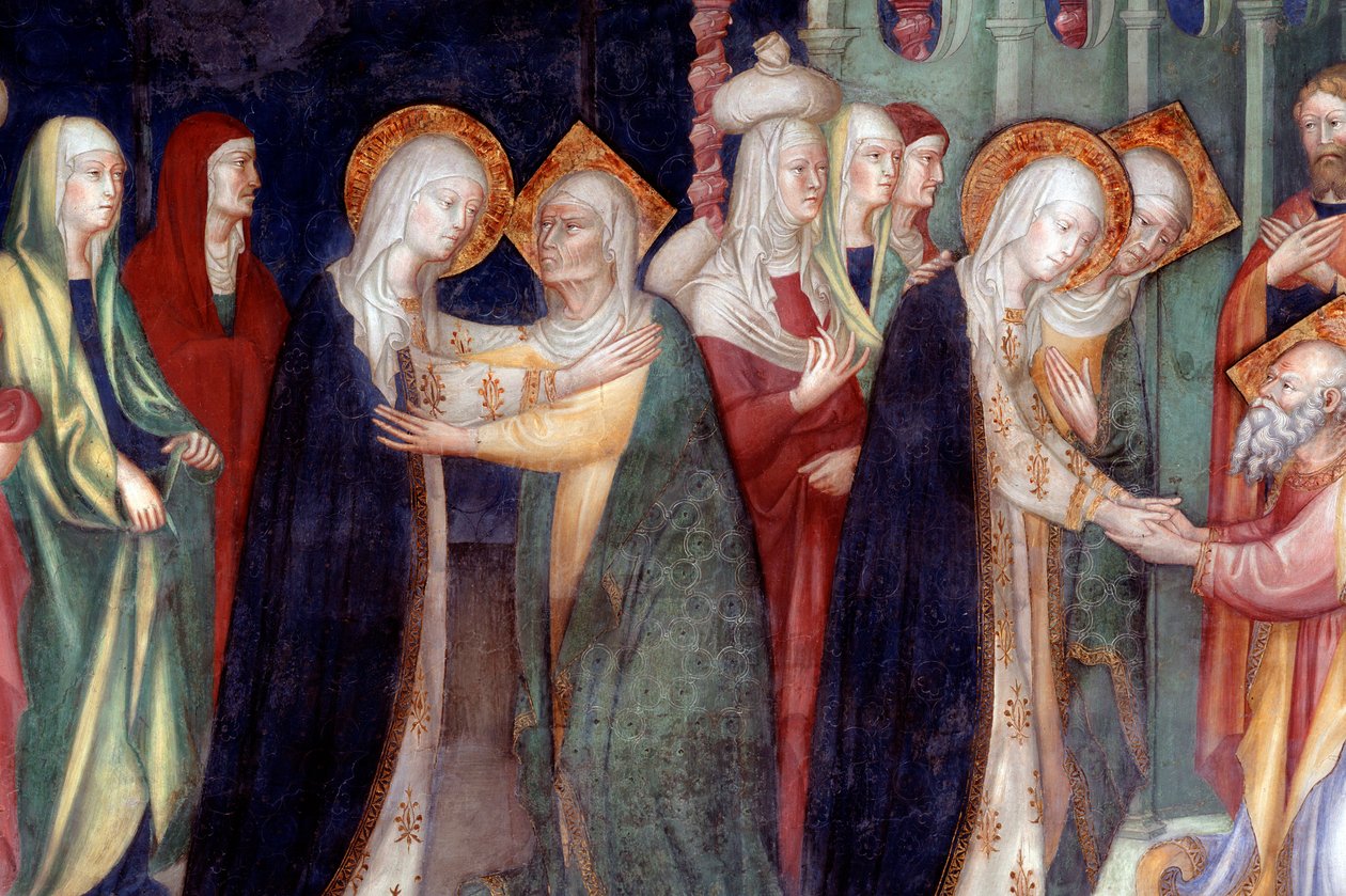 Návštěva Marie u svaté Alžběty, detail (Freska od Lorenzo Salimbeni