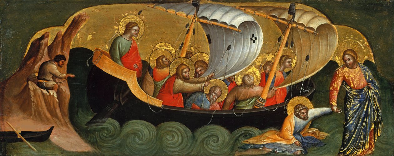 Kristus zachraňující Petra před utopením Predella Panel, cca 1370. od Lorenzo Veneziano
