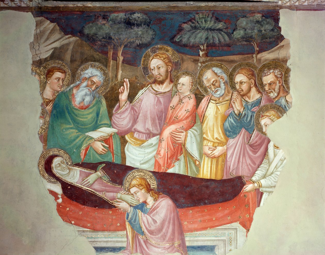 Usnutí nebo smrt Panny Marie (freska od Lorenzo di Bicci