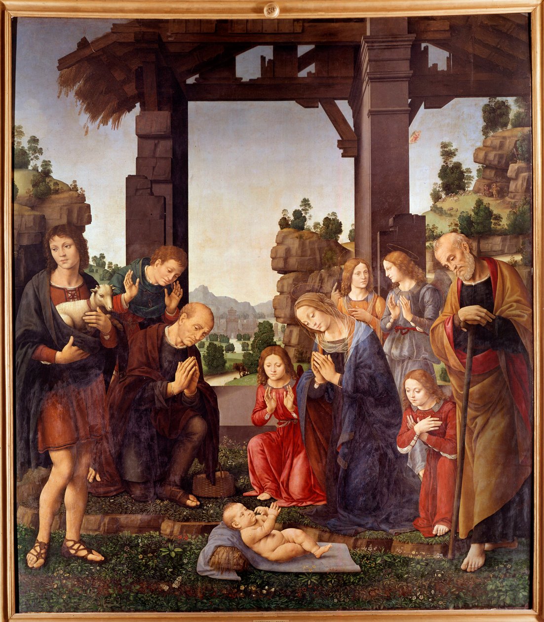 Klanění pastýřů Obraz od Lorenza di Credi (1458-1537) 15. století Sun. 2,24x1,96 m Florencie, galleria degli Uffizi (kanceláře) od Lorenzo di Credi