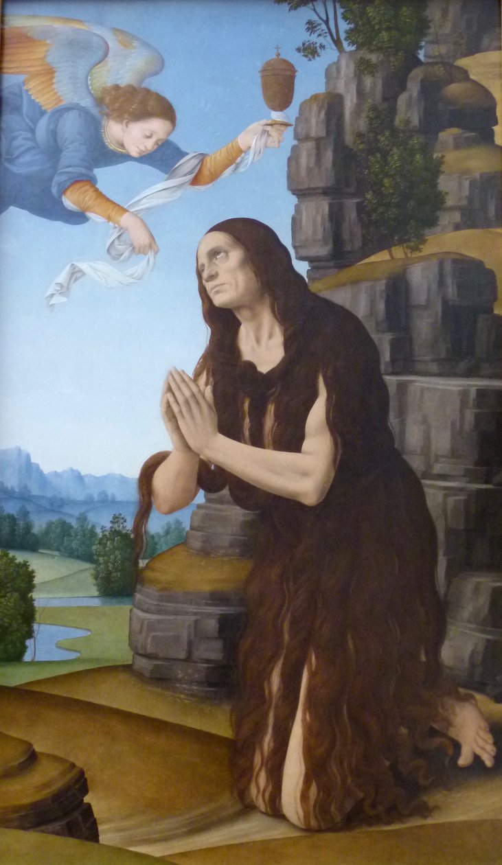 Německy: Die heilige Maria Ägyptiaca Svatá Marie Egyptská od Lorenzo di Credi