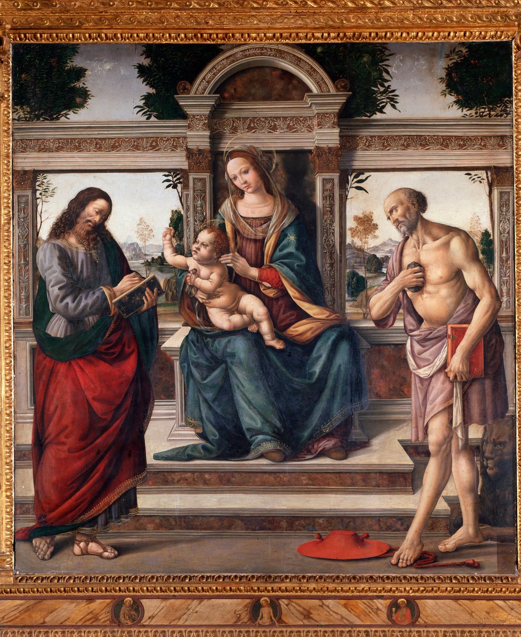 Panna s dítětem a dvěma světci, sv. Matouš a svatý Jeroným Malba od Lorenza di Credi (1459-1537) Florencie, kostel santo Spirito Itálie od Lorenzo di Credi