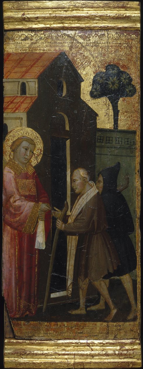 Svatý Vavřinec rozdává almužny chudým. Scény ze života svatého Vavřince, predella, ca 1412 od Lorenzo di Niccolò