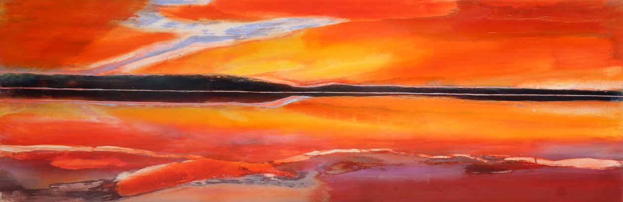 Phoenix Rising, 2014, olej a šelak na gesso panelu od Lou Gibbs