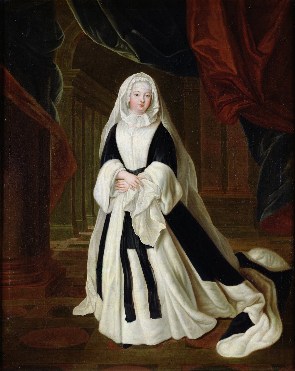 Portrét Louis-Francoise de Bourbon (1673-1743) Mademoiselle de Nantes ve smutečním oděvu, po roce 1710 od Louis de Silvestre