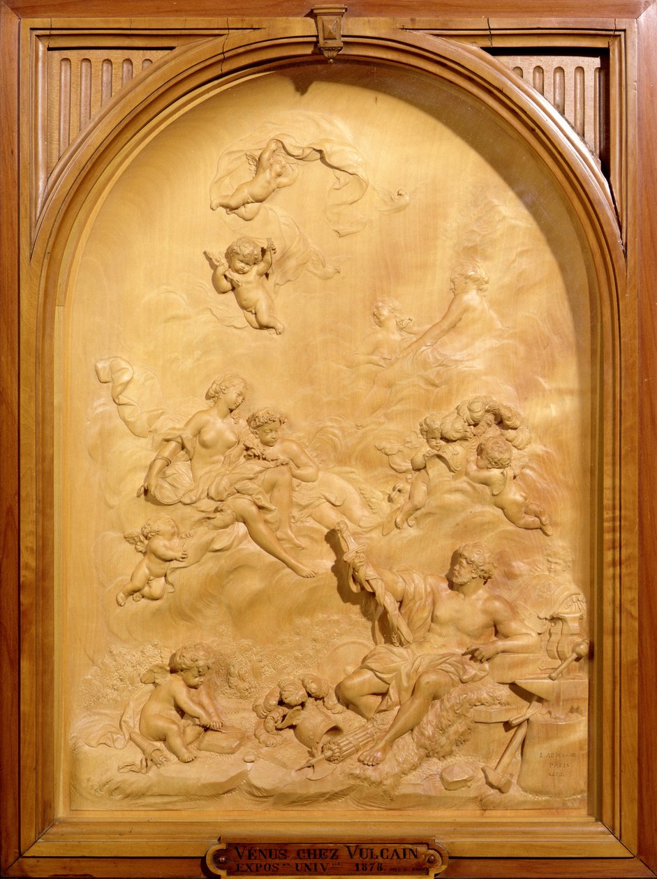Venuše a Vulkán, 1878 (vyřezávané dřevo) od Louis Ardisson