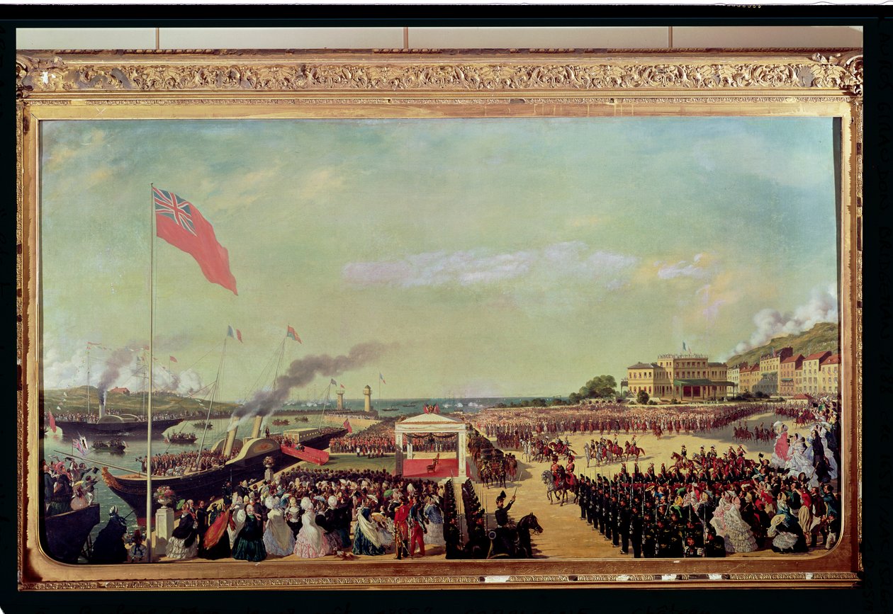Napoleon III (1808-73) Vítání královny Viktorie (1819-1901) v přístavu Boulogne, 18. srpna 1855, 1856 od Louis Armand