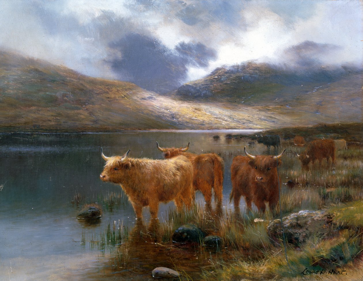 Highland Cattle u jezera od Louis Bosworth Hurt