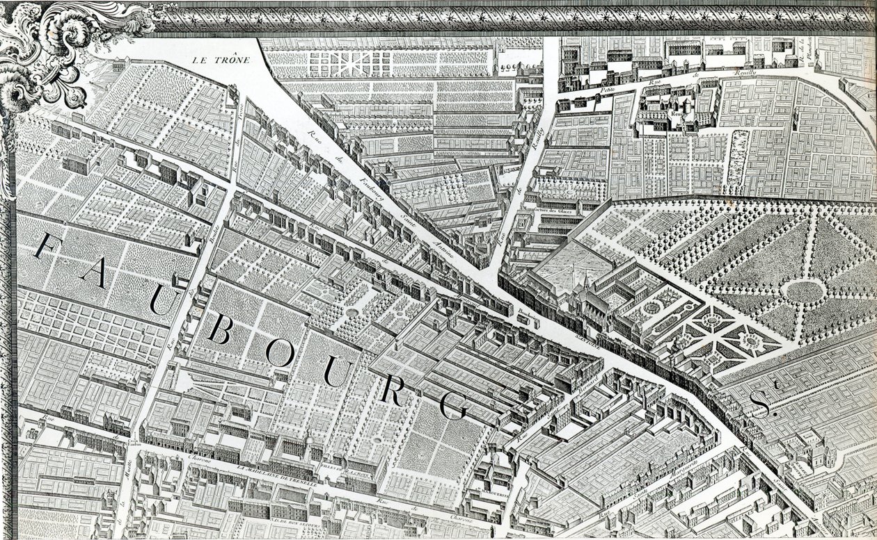 Plán Paříže, známý jako „Plan de Turgot“, vyrytý Claudem Lucasem, 1734-39 od Louis Bretez
