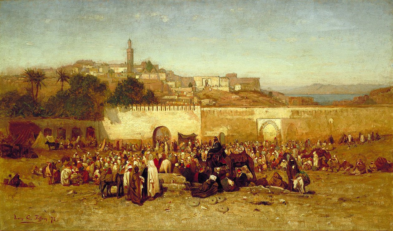 Tržní den za zdmi Tangieru v Maroku od Louis Comfort Tiffany