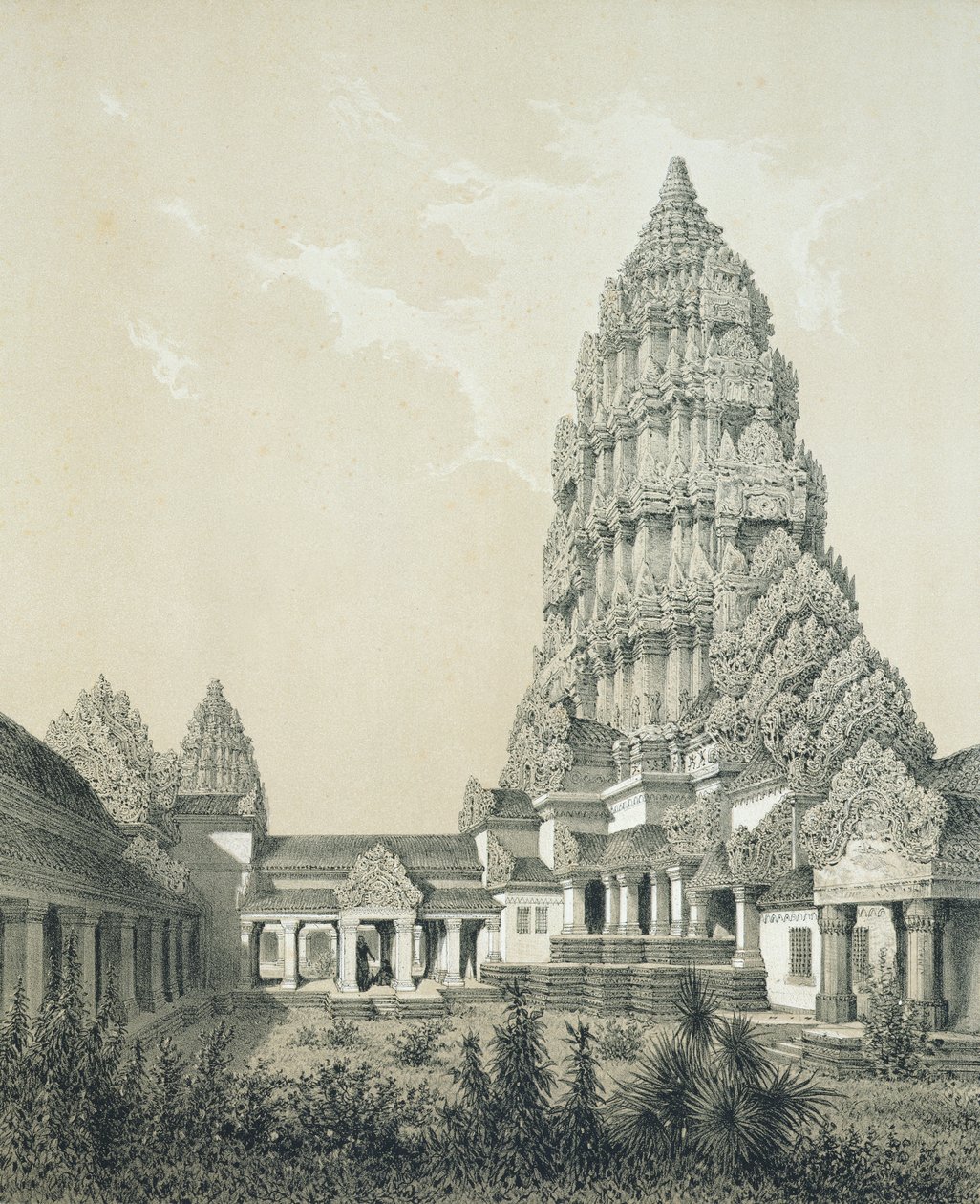 Centrální věž a vrchní soud Angkor Wat, 1873 od Louis Delaporte