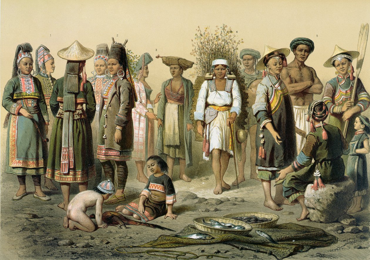 Smíšené populace z jihu Yunnan, Čína, z „Atlas du Voyage d