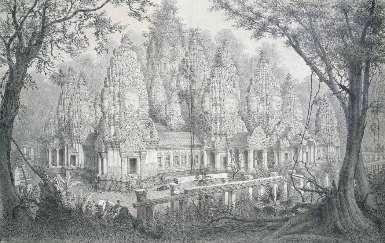 Ruiny Bayonu, Kambodža, 1873 od Louis Delaporte